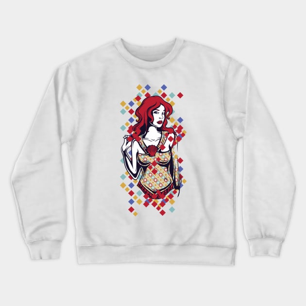 Red-haired Savvy Lady Crewneck Sweatshirt by MarinasingerDesigns